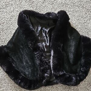Black Faux Fur Stole